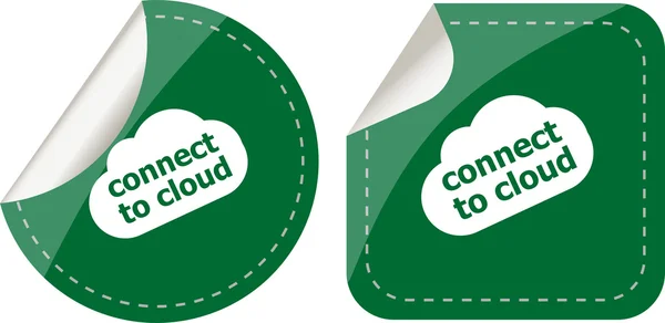 Etiquetas engomadas etiqueta establecer etiqueta de negocio con conectar a la palabra en la nube —  Fotos de Stock