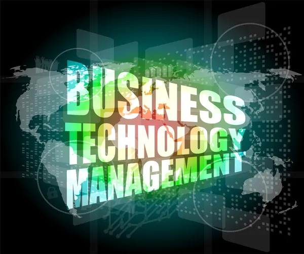 Business Technology Management Wörter auf Touchscreen-Schnittstelle — Stockfoto