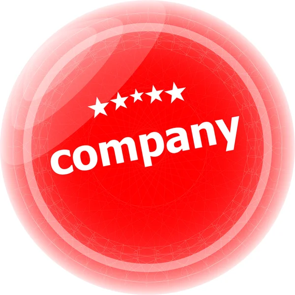 Firmenwort auf rotem Aufkleber-Knopf, Etikett — Stockfoto