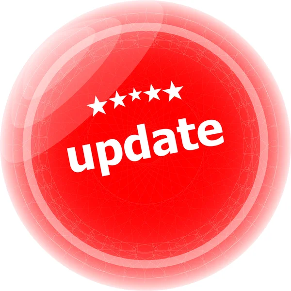 Atualização sobre carimbo de borracha vermelha sobre um fundo branco — Fotografia de Stock