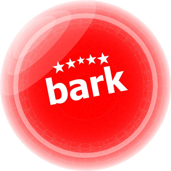 Palabra de corteza en pegatinas botón rojo, etiqueta de negocio — Foto de Stock