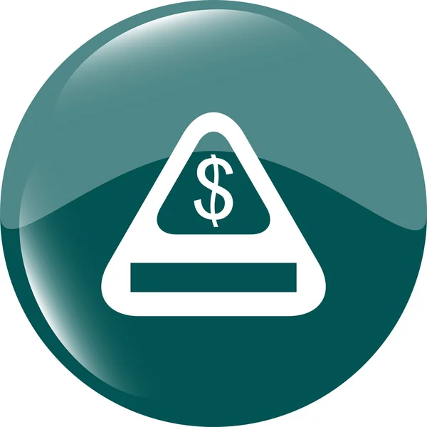 Atenção ícone sinal de cautela com dólares sinal de dinheiro. símbolo de aviso — Fotografia de Stock
