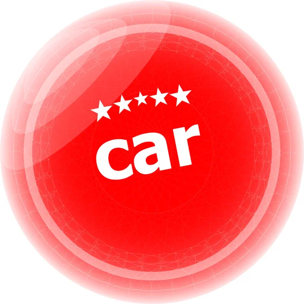 Autocollants mot de voiture bouton rouge, bouton icône web — Photo