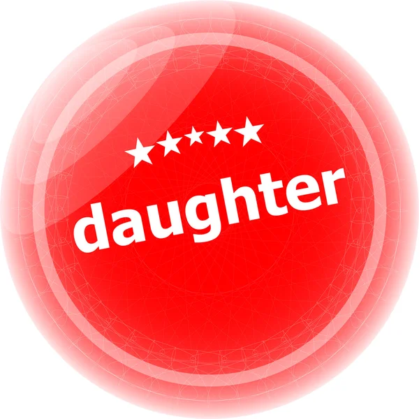 Daughter word red web button, label, icon — Stock Photo, Image