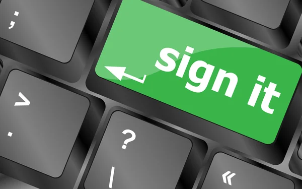 Sign it or login concept with key on computer keyboard — Stock Photo, Image