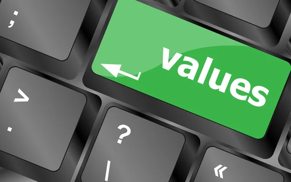 Values sign button on keyboard with soft focus — Stock Photo, Image