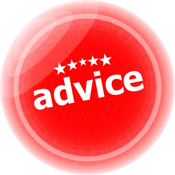 Advies woord rode stickers, knoop van het pictogram, bedrijfsconcept — Stockfoto
