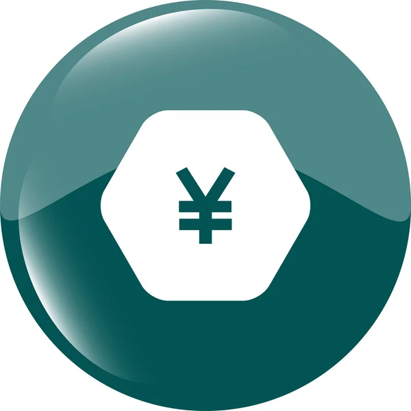 Icône web sur signe de protection avec signe d'argent yen — Photo