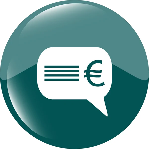 Nube icono web con signo de euro, botón web aislado en blanco — Foto de Stock