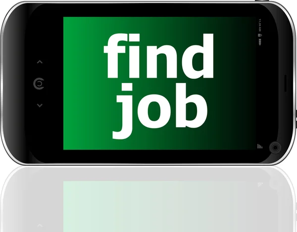 Smartphone avec mot trouver emploi sur l'écran, concept d'entreprise — Photo