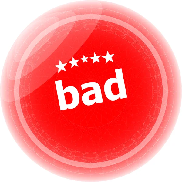 Κακή λέξη αυτοκόλλητα κόκκινο κουμπί, ετικέτα — Φωτογραφία Αρχείου