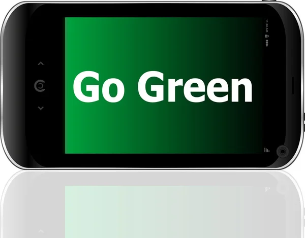 Mobile phone and go green word on it — Stock Photo, Image