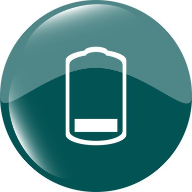 Batarya düşük seviye işaret simgesi. Elektrik sembolü. Modern UI web sitesi düğmesi