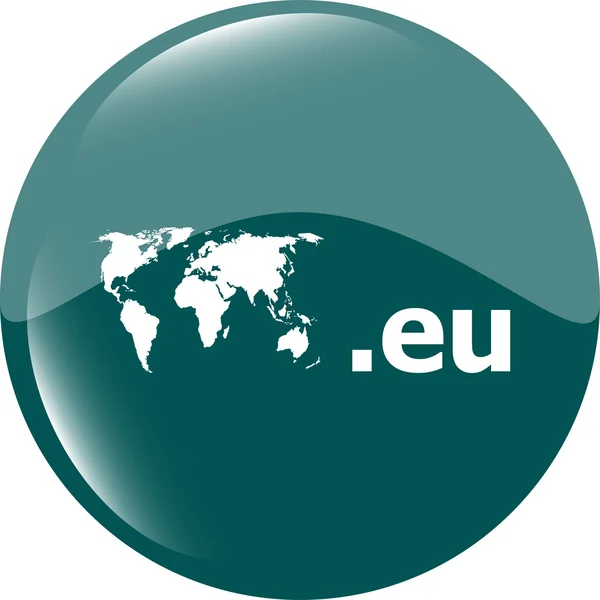 Ikona značky EU domény. Internetový symbol domény nejvyšší úrovně s mapou světa — Stock fotografie