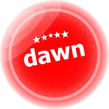 Şafak kelime kırmızı web düğmesi, etiket, simgesi