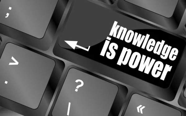 Kennis is power knop op de computer toetsenbord sleutel — Stockfoto