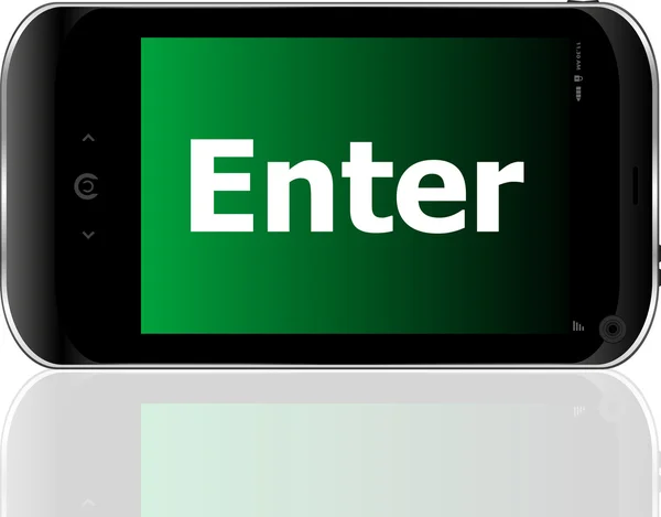 Web development concept: smartphone with word enter on display — Stock Photo, Image