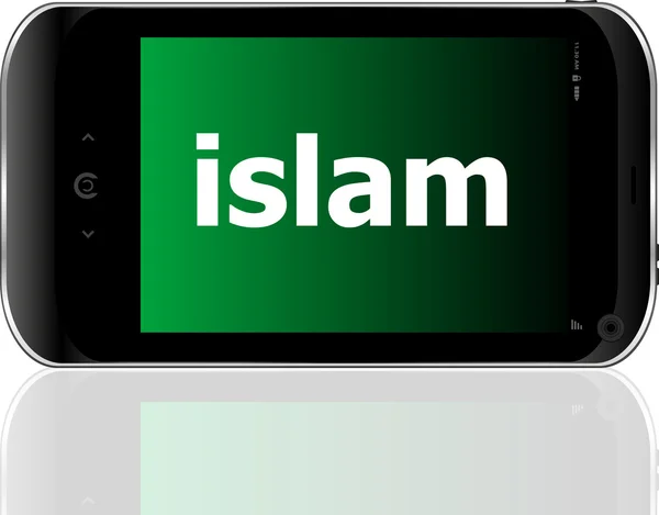 Islam mot sur téléphone portable intelligent, concept social — Photo