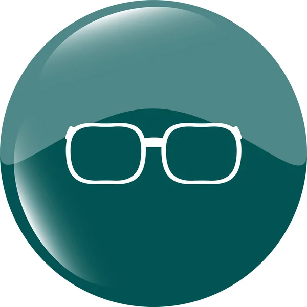Ikona okularów. Symbol szkieł do okularów. web błyszczący przycisk — Zdjęcie stockowe