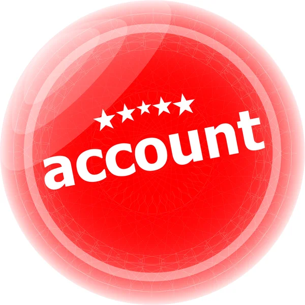 Konto röda klistermärken, web ikonen knapp — Stockfoto