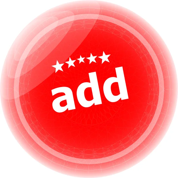 Añadir pegatinas rojas, botón icono aislado en blanco —  Fotos de Stock