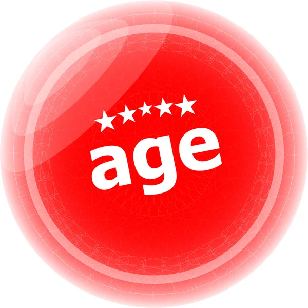 Age word on red stickers button, label — Stock Photo, Image