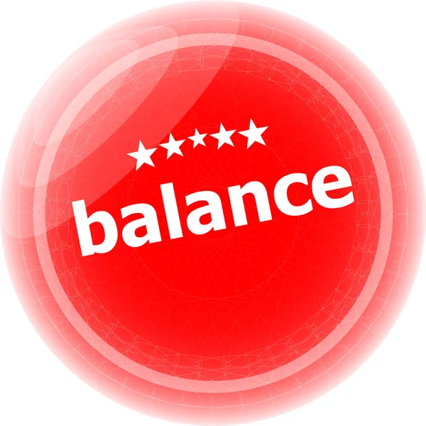 Mot d'équilibre sur autocollants rouges bouton, étiquette, concept d'entreprise — Photo