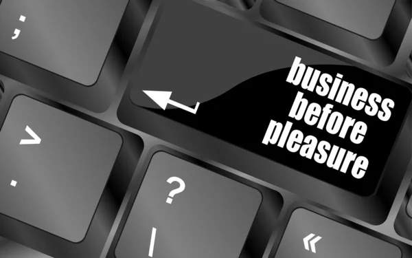 Business before pleasure button on computer keyboard key — Stock Photo, Image