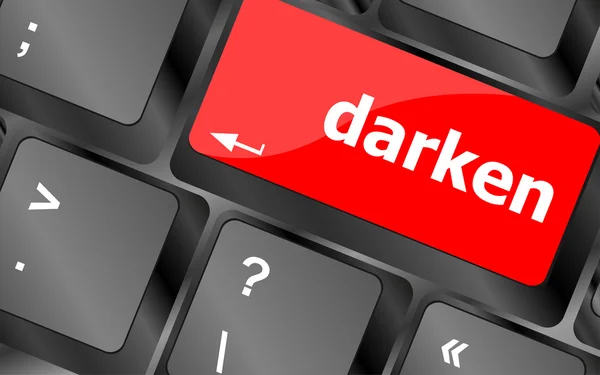 Darken word on keyboard key, notebook computer button — Stock Photo, Image