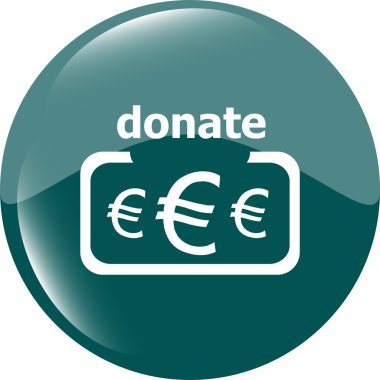 İşaret simgesi bağışla. Euro eur sembolü. Parlak düğme. Modern UI web sitesi düğmesi