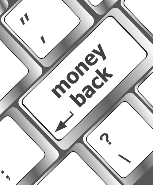 Tastaturtasten mit Geld-zurück-Text auf Knopf — Stockfoto