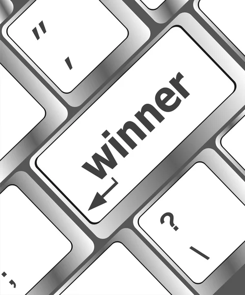 Przycisk zwycięzca na klawiaturze zbliżenie klawisz — Zdjęcie stockowe