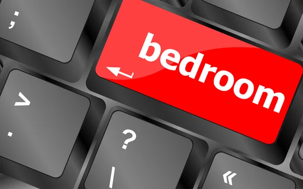Bedroom word on keyboard key, notebook computer button — Stock Photo, Image