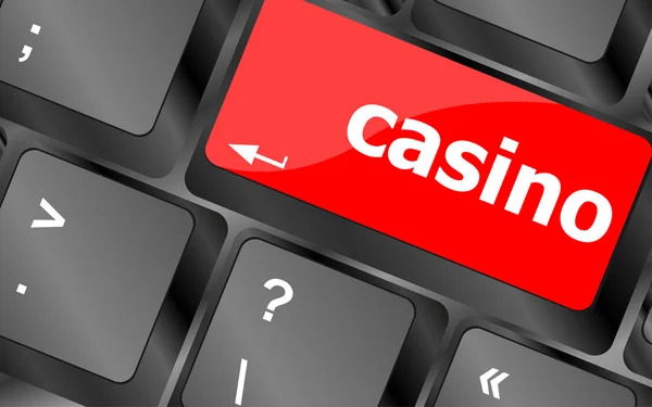 Parola del casinò sul tasto della tastiera, pulsante del computer portatile — Foto Stock