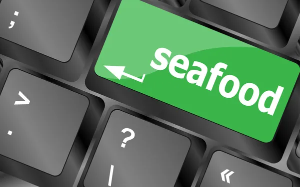 Layout de tecla de teclado com botão de comida do mar — Fotografia de Stock