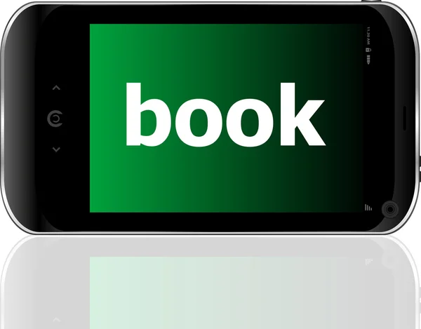 Бизнес-концепция: смартфон с книгой слов на дисплее — стоковое фото