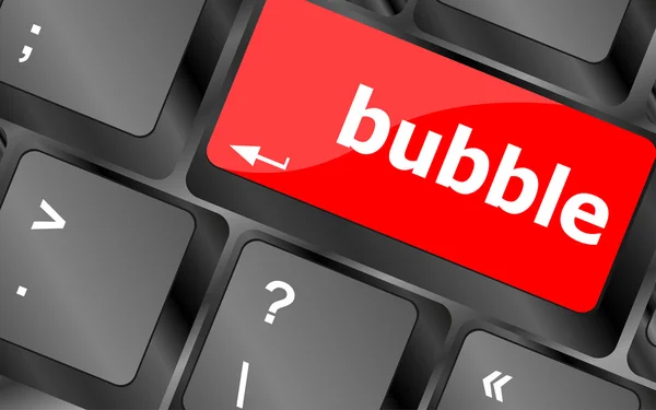 Button with bubble word on computer keyboard keys — Stock Photo, Image