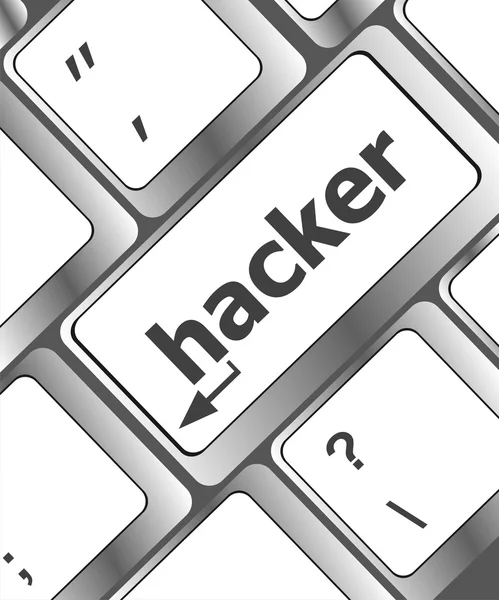 Palabra hacker en el teclado, ataque, concepto de terrorismo de Internet — Foto de Stock