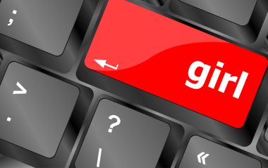 bilgisayar klavye anahtar düğme - kız