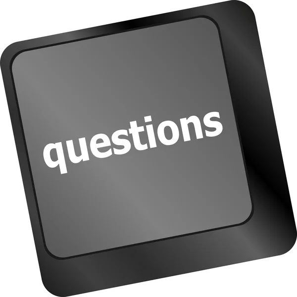 Computer toetsenbord sleutel met belangrijke vragen, close-up — Stockfoto