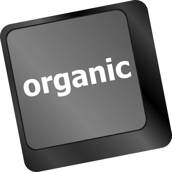 Palabra orgánica en botón de teclado verde — Foto de Stock