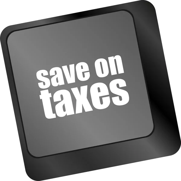 Sparing på skatteord på tastaturnøkkel til bærbar datamaskin, forretningskonsept – stockfoto
