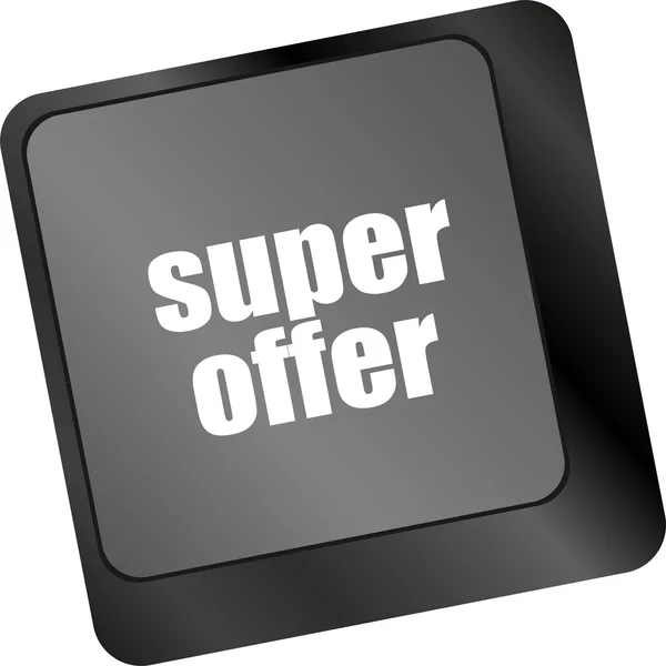 Super offer text on laptop computer keyboard — Stock Photo, Image