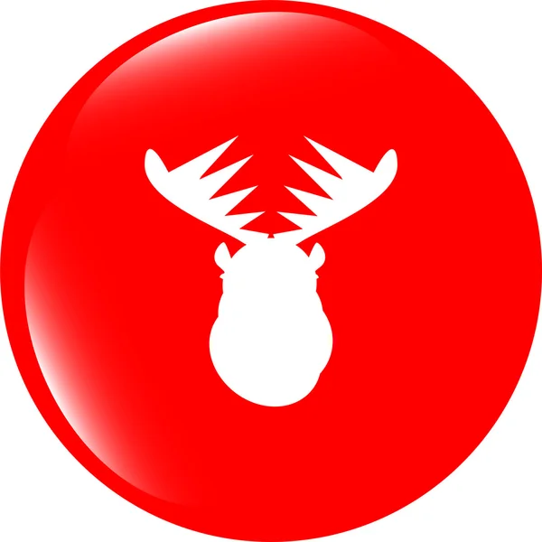 Cabeza de ciervo en botón icono web aislado en blanco — Foto de Stock