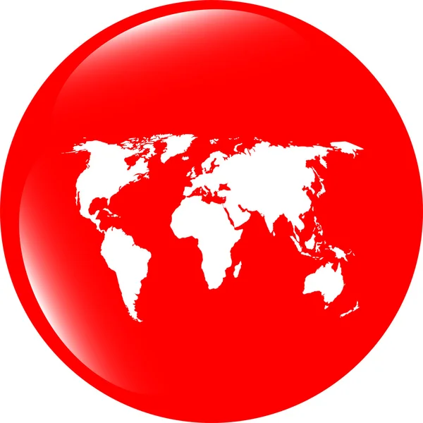 Dünya simgesi, dünya haritası web düğmesinde — Stok fotoğraf