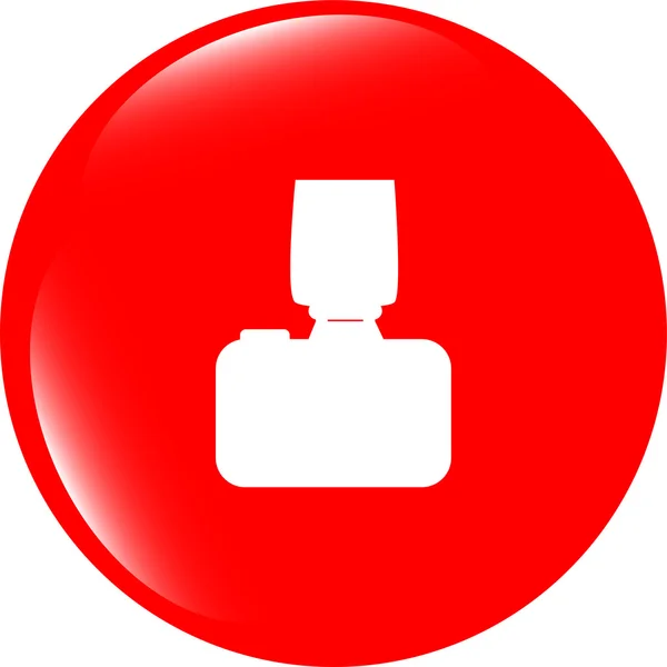 Camera application icon. Colorful camera lens design on white square shape — Stock Photo, Image