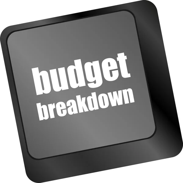 Budget breakdown words on computer pc keyboard — Stock Photo, Image