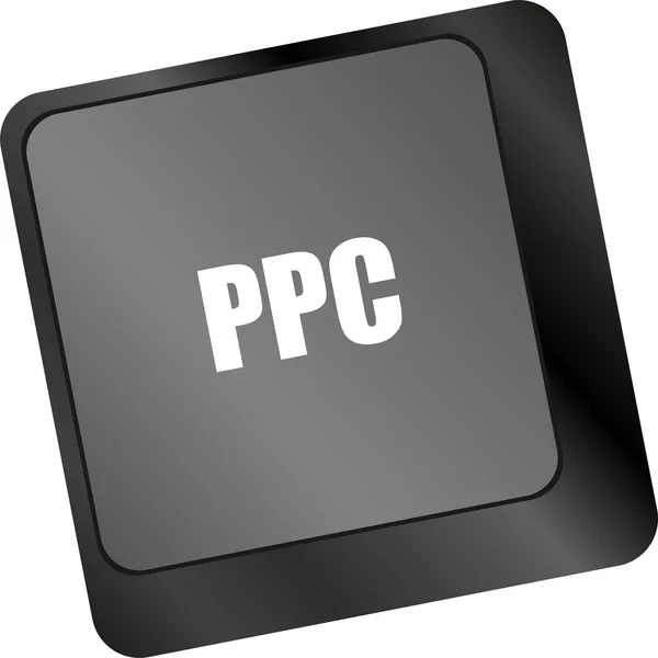 PPC(Pay Per Click)コンセプト。現代のコンピュータキーボードのボタン — ストック写真