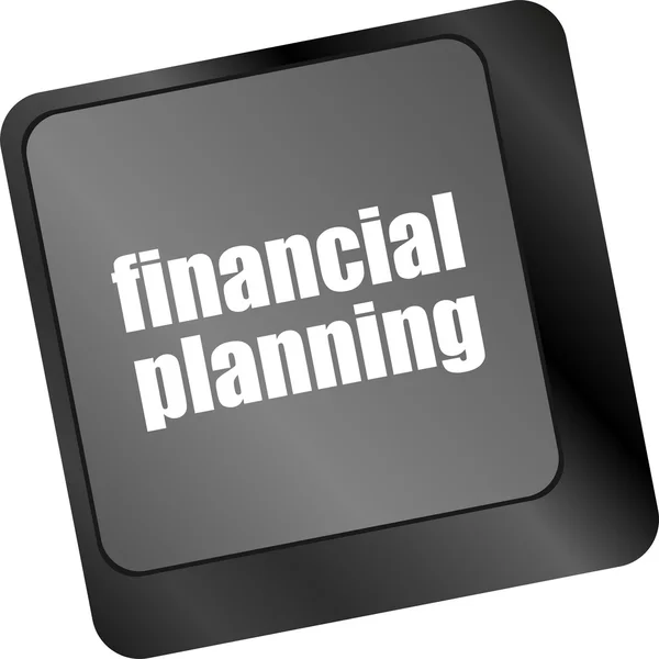 Tecla de teclado con botón de planificación financiera —  Fotos de Stock