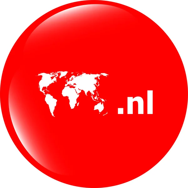 Icono de signo NL de dominio. Símbolo de dominio de Internet de nivel superior con mapa del mundo —  Fotos de Stock